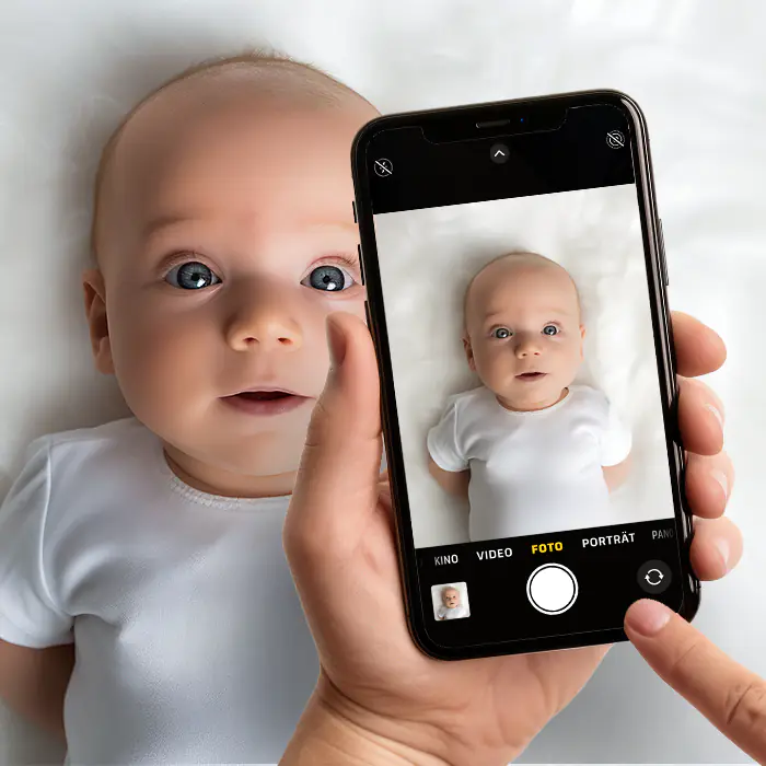 Eigene Aufnahmen vom Baby als Passbild professionell bearbeiten lassen und auf Fotopapier oder digital erhalten
